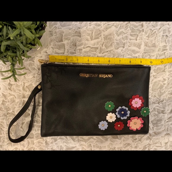 Faux Leather Wristlet Clutch Purse Makeup Cosmetic Storage Bag Flowers New - Picture 6 of 7
